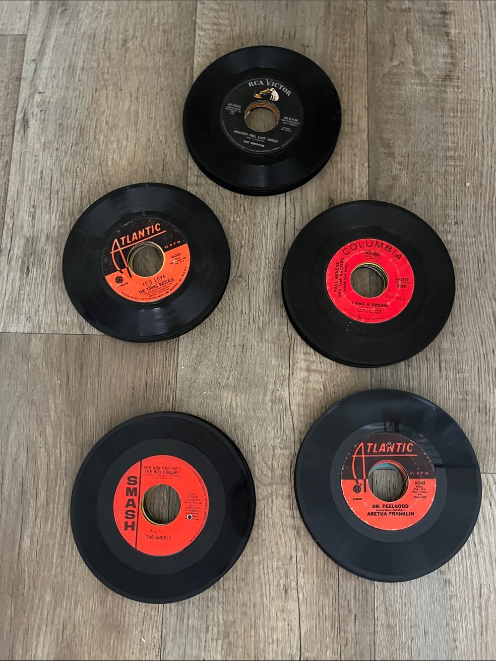 Vintage 45 RPM Vinyl Records - Assorted Artist and Recording Labels  Lot of 47